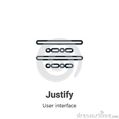 Justify outline vector icon. Thin line black justify icon, flat vector simple element illustration from editable user interface Vector Illustration