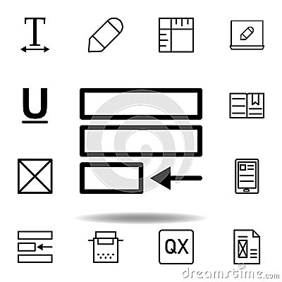 justify text icon. Can be used for web, logo, mobile app, UI, UX Stock Photo