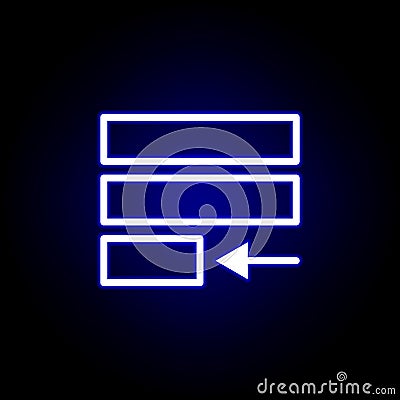 Justify text icon in neon style. Can be used for web, logo, mobile app, UI, UX Vector Illustration