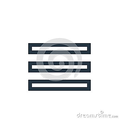justify text vector icon isolated on white background. Outline, thin line justify text icon for website design and mobile, app Vector Illustration