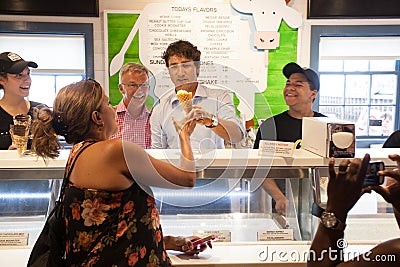Justin Trudeau serves Cows Ice Cream Editorial Stock Photo