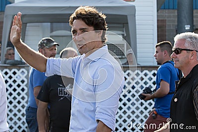 Justin Trudeau waves in Charlottetown Editorial Stock Photo