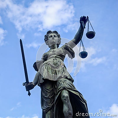 Justitia statue in Frankfurt Stock Photo