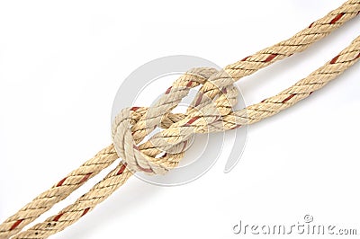 Jute Rope with Sheet Bend Stock Photo