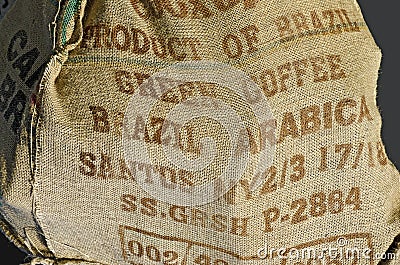 Jute sack for coffee beans Editorial Stock Photo