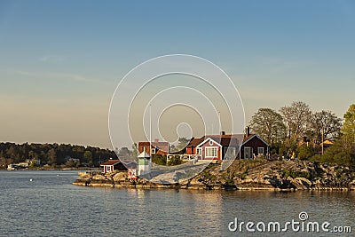 Jutholmen lighthouse sunset Stockholm achipelago Stock Photo