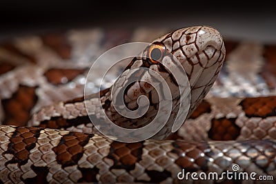 Closeup Portrait of Prairie Kingsnake with Orange Eyes Stock Photo