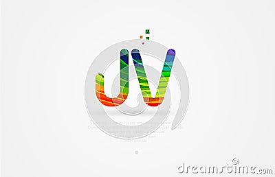 jv j v rainbow colored alphabet letter logo combination Vector Illustration