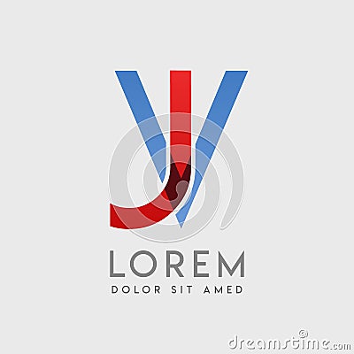 JV logo letters with blue and red gradation Vector Illustration