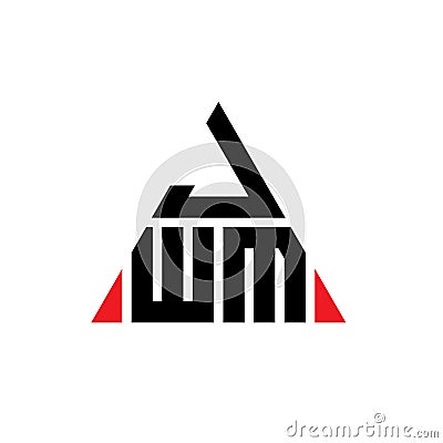 JWM triangle letter logo design with triangle shape. JWM triangle logo design monogram. JWM triangle vector logo template with red Vector Illustration