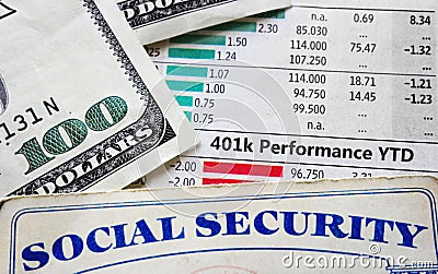 401k charts and social security Stock Photo