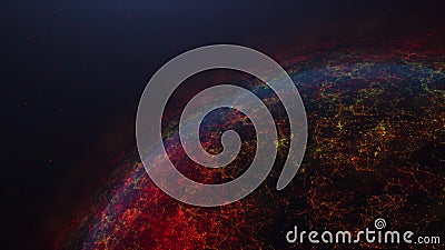 3D Rendering Globe Spinning and Orbit in the Universe with Lighting