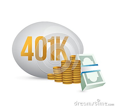 401k egg and cash money illustration Cartoon Illustration