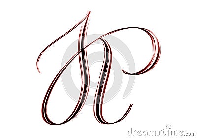 K - elegant script capital letter hand drawn. Stock Photo