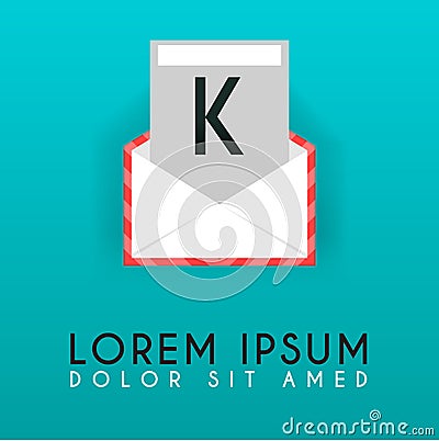 K flat mail, email logo design, K logo latter idea inspiration Vector Illustration