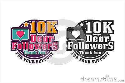 10K follower thank you design premium logo Vector Illustration