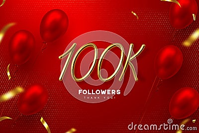 100K followers banner. Vector Illustration