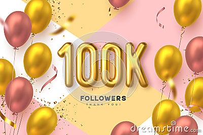 100K followers banner. Vector Illustration