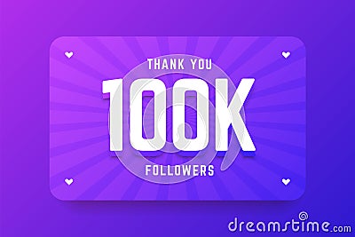 100k followers illustration in gradient violet style. Vector Illustration