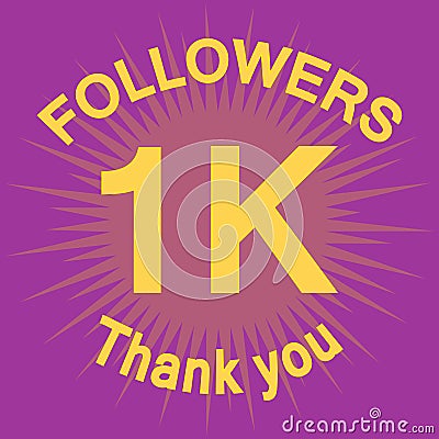 1K followers illustration with thank you Cartoon Illustration