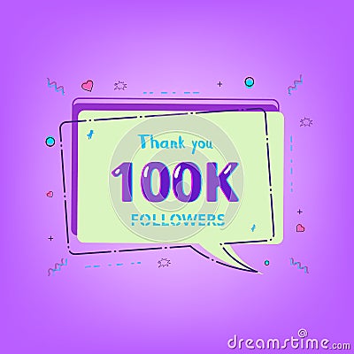 100K Followers thank you banner. Vector illustration. Vector Illustration