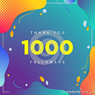 1000 or 1k, followers thank you colorful geometric background number. abstract for Social Network friends, followers, Web user Vector Illustration