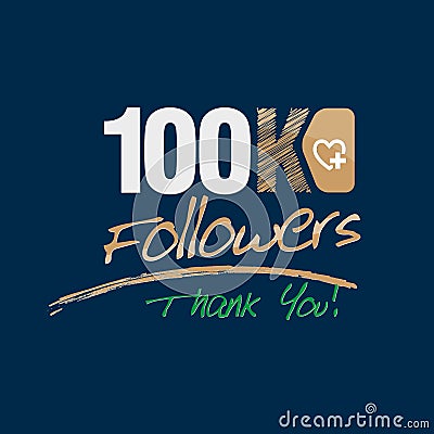 100K Followers,Thank you design template for your followers Vector Illustration