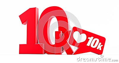 10k followers thank you isolated on white background, gold 10000 followers Stock Photo