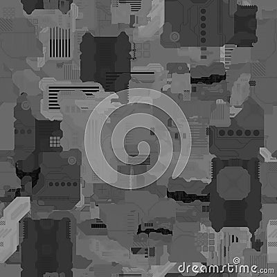 8K greyscale tech city cyberpunk displacement map texture for 3d modelling Stock Photo