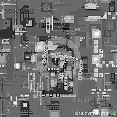 8K greyscale tech city cyberpunk displacement map texture for 3d modelling Stock Photo