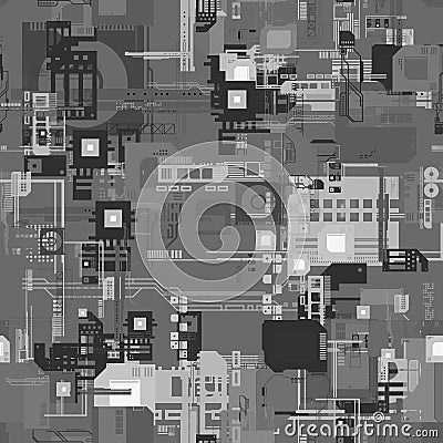 8K greyscale tech city cyberpunk displacement map texture for 3d modelling Stock Photo