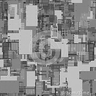 8K greyscale tech city cyberpunk displacement map texture for 3d modelling Stock Photo