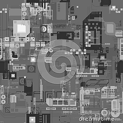 8K greyscale tech city cyberpunk displacement map texture for 3d modelling Stock Photo