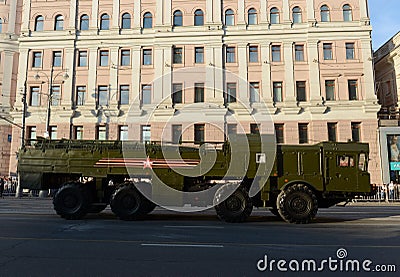 The 9K720 Iskander is a mobile short-range ballistic missile system. Editorial Stock Photo