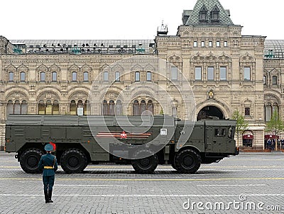 The 9K720 Iskander NATO reporting name SS-26 Stone is a mobile short-range ballistic missile system Editorial Stock Photo