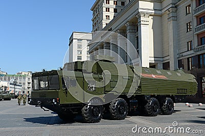 The 9K720 Iskander (NATO reporting name SS-26 Stone) is a mobile short-range ballistic missile system. Stock Photo