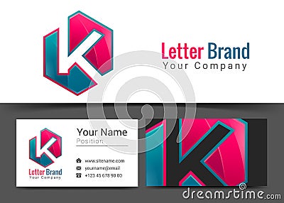 K Letter Corporate Logo and Business Card Sign Template. Stock Photo