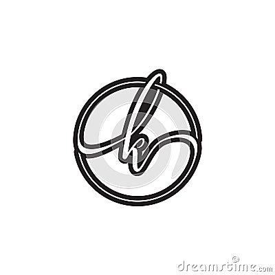 K letter script circle logo design vector Vector Illustration