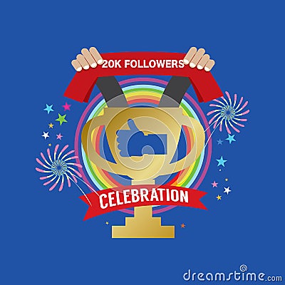 20k Likes Celebration Sign Symbol Vector Vector Illustration