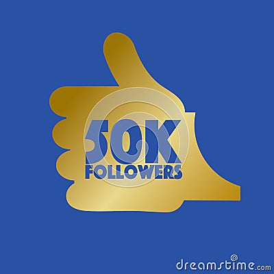 50K Likes Hand Thumbs Up Sign Symbol Vector Vector Illustration