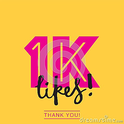 1K likes online social media thank you banner Vector Illustration