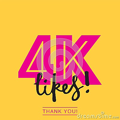 4k likes online social media thank you banner Vector Illustration