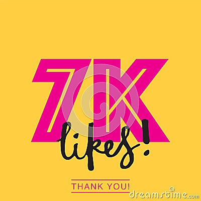 7k likes online social media thank you banner Vector Illustration