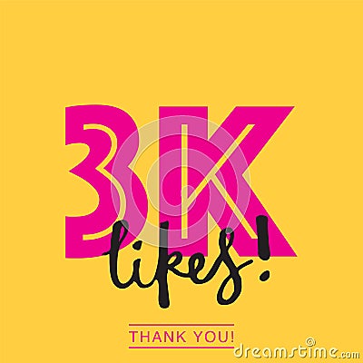 3k likes online social media thank you banner Vector Illustration