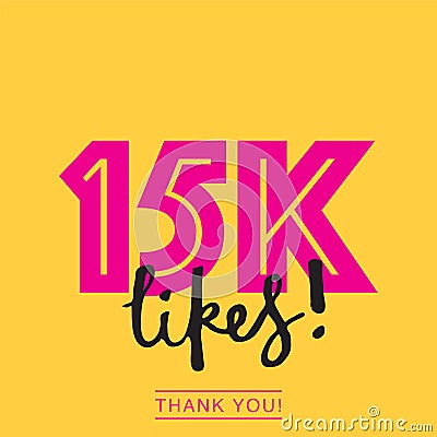 15k likes online social media thank you banner Vector Illustration