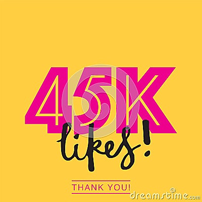 45k likes online social media thank you banner Vector Illustration
