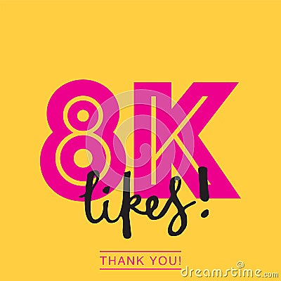 8k likes online social media thank you banner Vector Illustration