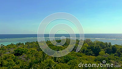 4K Luftführende Sicht auf die kleine ganze Insel, umgeben von Azurblau- und Korallenriffen auf den Philippinen stock footage 4K Luftführende Sicht auf die kleine ganze Insel, umgeben von Azurblau- und Korallenriffen auf den Philippinen stock footage