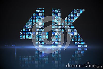 4k made of digital screens in blue Stock Photo