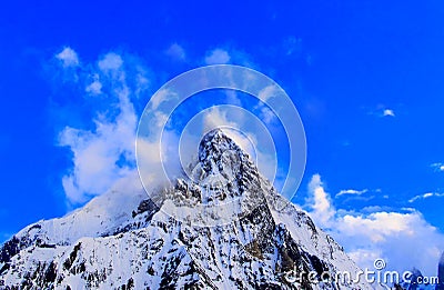 Broad peak near the K2 peak in the Karakorum mountains range in Pakistan Stock Photo